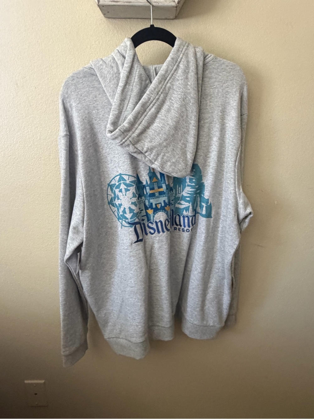 NWT Disneyland Light Gray Zip-Up Hoodie with Blue Castle Patch